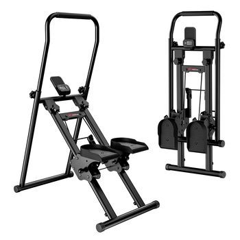 Escaladora Plegable Con Manillar Ajustable, Pedales Y Pantalla Lcd Para Entrenamiento,rattantree