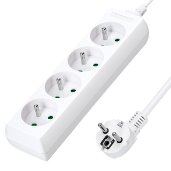 Aigostar Regleta alargador de 4 enchufes 16A 2P + E con cable de 1.5 metros e. Color Blanco