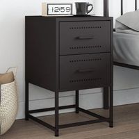 mesita de noche - mueble de dormitorio - acero - negro 36x39x605cm