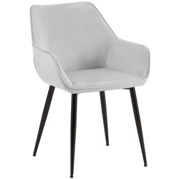 Silla De Comedor Luena Terciopelo Gris Claro 63x52x82 Cm Clp