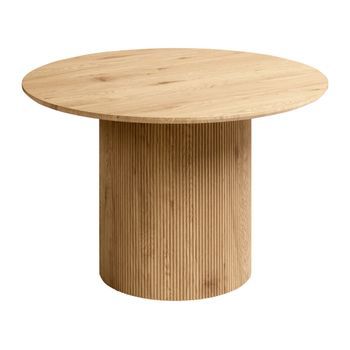 Mesa Minimalista Con Tablero Redondo ⌀ 120 Cm Marrón Claro Sheho