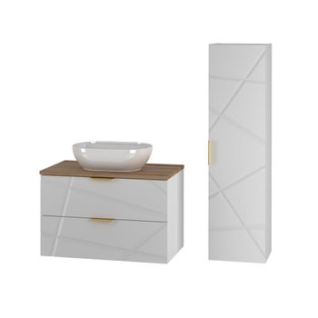 Conjunto de mueble lavabo individual paneles de melamina y mdf blanco