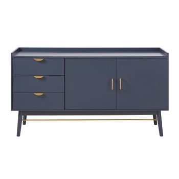 Aparador de 2 puertas y 3 cajones de MDF azul oscuro 145 cm
