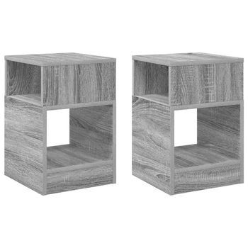 2 Piezas Mesa Auxiliar | Mesa De Apoyo Gris Sonoma 30,5 X 30 X 45 Cm