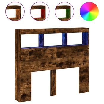 Cabecero De Cama Con Luz Led Roble Ahumado 100x17x102 Cm Vidaxl