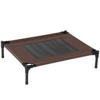 pawhut cama elevada portatil para perros gatos mascotas con zona de malla transpirable tela oxford 76x61x18 cm marron   aosom espana