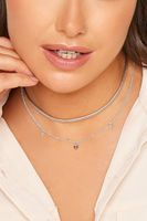 collar doble altura corazones plateados
