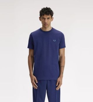 Fred Perry para hombre. M3519 Camiseta ringer azul (S), Casual, Algodón, Manga corta