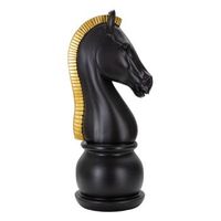 caballo de ajedrez en resina negra y dorada cm o cm 185x50