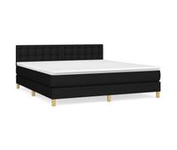 cama box spring con colchon tela negro 160x200 cm botones