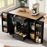 isla de cocina con ruedas 138  70  92 cm encimera abatible y botellero
