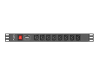 regleta lanberg 1u 16a rack 19 8x socket iec c13 negro 2m