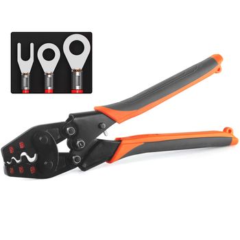 Crimpadora de terminales no aislada, herramienta de prensado de alambre de trinquete AWG 22-6 para Terminal de Cable de batería, conector a tope de cobre