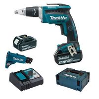 atornillador automatico 18v li-ion 5ah 5 x 25 a 55 mm makita - 2 baterias 1 cargador - en caja - dfs452tjx2