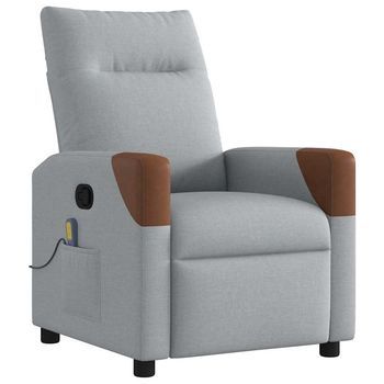 Sillón Reclinable De Masaje De Tela Gris Claro Cfw492306