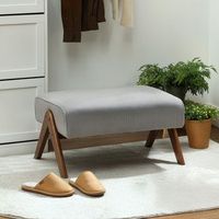 reposapies salon de pana madera homcom 69x47x36 cm-gris claro