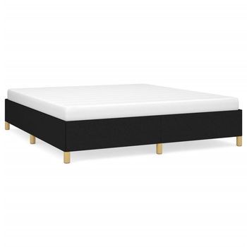 Cama Tapizada 203x160x35 Cm Tejido (100 % Poliéster), Contrachapado Y Madera Tratada - Negro