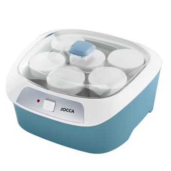 Yogurtera de la marca Jocca con 6 tarros de cristal de 170 ml con tapa libre de fugas para almacenar, trasladar y conservar. Diseño compacto para su fácil almacenamiento
