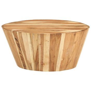 Mesa De Centro  65 X 31 Cm  Madera Maciza De Acacia Con Acabado Natural - Marrón