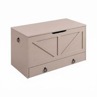 baul de almacenamiento 100x50x40 cm para objetos con bisagras de seguridad y cajonera de madera topo