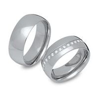 juego de alianzas anillos de acero inoxidable con juego de piedras