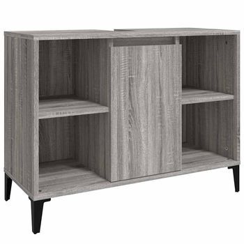 Armario De Lavabo Madera Contrachapada Gris Sonoma 80x33x60 Cm Vidaxl