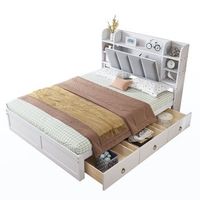 cama de 140 x 200 cm con 3 cajones estante abierto y puerta plegable - pino  mdf - para adultos - blanco  gris