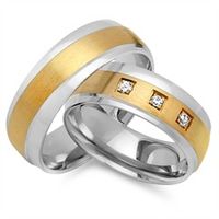 alianzas 8 quilates oro amarillo-blanco 3 diamantes