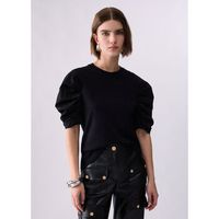 liu jo tops y camisetas t-shirt bimateriale con mangas a abullonado para mujer