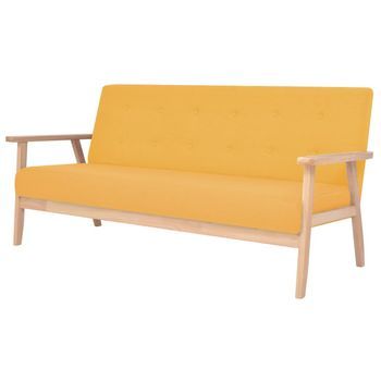Juego De Sofás De Tela De 3 Piezas Color Amarillo