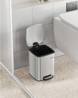 papelera de bano 6 l con pedal de acero plata y negro
