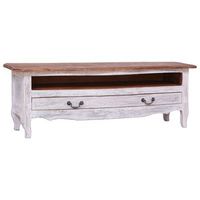 mueble de tv madera maciza de caoba blanco 120x30x40 cm vidaxl