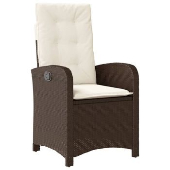 Sillón Reclinable De Jardín | Silla De Exterior Con Cojines Ratán Sintético Marrón