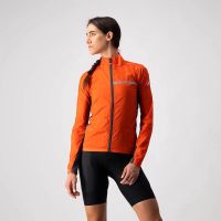 castelli womens squadra stretch jacket - s - fiery reddark gray