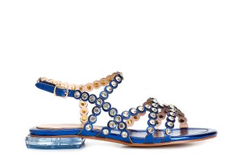 sandalias asimétricas con pedrería blue
