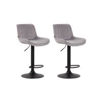 set de 2 taburetes de bar regulable en terciopelo gris