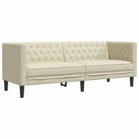 sofa chesterfield de 3 plazas cuero artificial blanco crema vidaxl