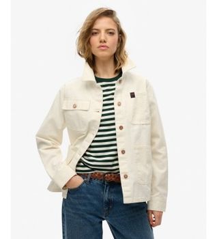 Superdry para mujer. W5011856A Chaqueta Chore blanco roto (M), Casual, Algodón