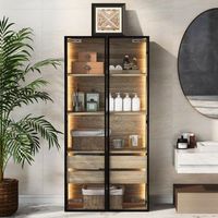 armario de bano - mueble de almacenamiento - mdf - natural 74x36x155cm