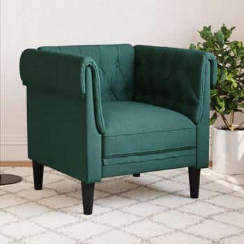 Sillón De Salón | Silla | Sillón Chesterfield De Tela Verde Oscurocfw791590