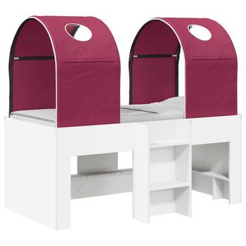 Cama Con Túnel 4 Uds. Blanco Y Rojo Madera De Ingeniería Vidaxl