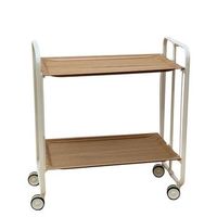 carrito auxiliar plegable bauhaus con ruedas - armazon metalico blanco 2 niveles y 4 posiciones ajustablesalistonado
