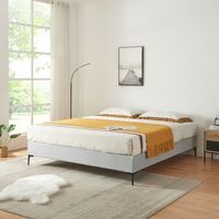 cama doble lilla con revestimiento de textil 180x200 cm - gris claro encasa
