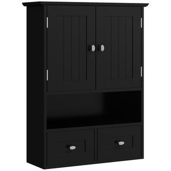 Armario De Baño Mural De Mdf Con Puertas Dobles, Sin Marca, Modelo Mural, 50,8 X 17,8 X 66 Cm – Negro