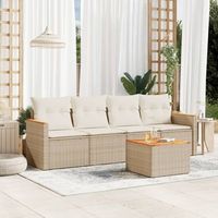 conjunto de sofas jardin con cojines 5 uds  mueble jardin mesa y sillas ratan sintetico beige cfw434333