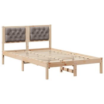 Estructura De Cama Con Cabecera Taupé 120 X 200 Cm Tela
