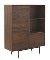 aparador alto de madera maciza de mango y base metalica