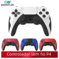 controlador inalambrico gaminja gamepad bluetooth con doble vibracion joypad de 6 ejes panel tactil microfono y puerto para auriculares para ps4 ps3 y pc
