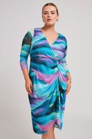 yours london vestido azul estampado de malla  mujer curvy y tallas grandes yours london