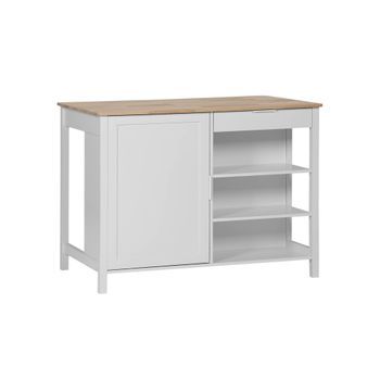 Isla De Cocina Con 5 Estantes, 1 Puerta, Y 1 Cajón, Blanco